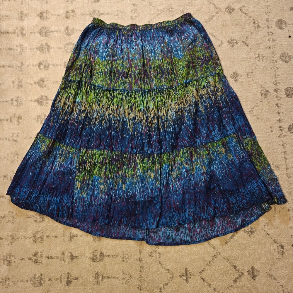 Jane Ashley Tiered Skirt Abstract Print Women's Large Fairy Boho Mermaid Whimsy